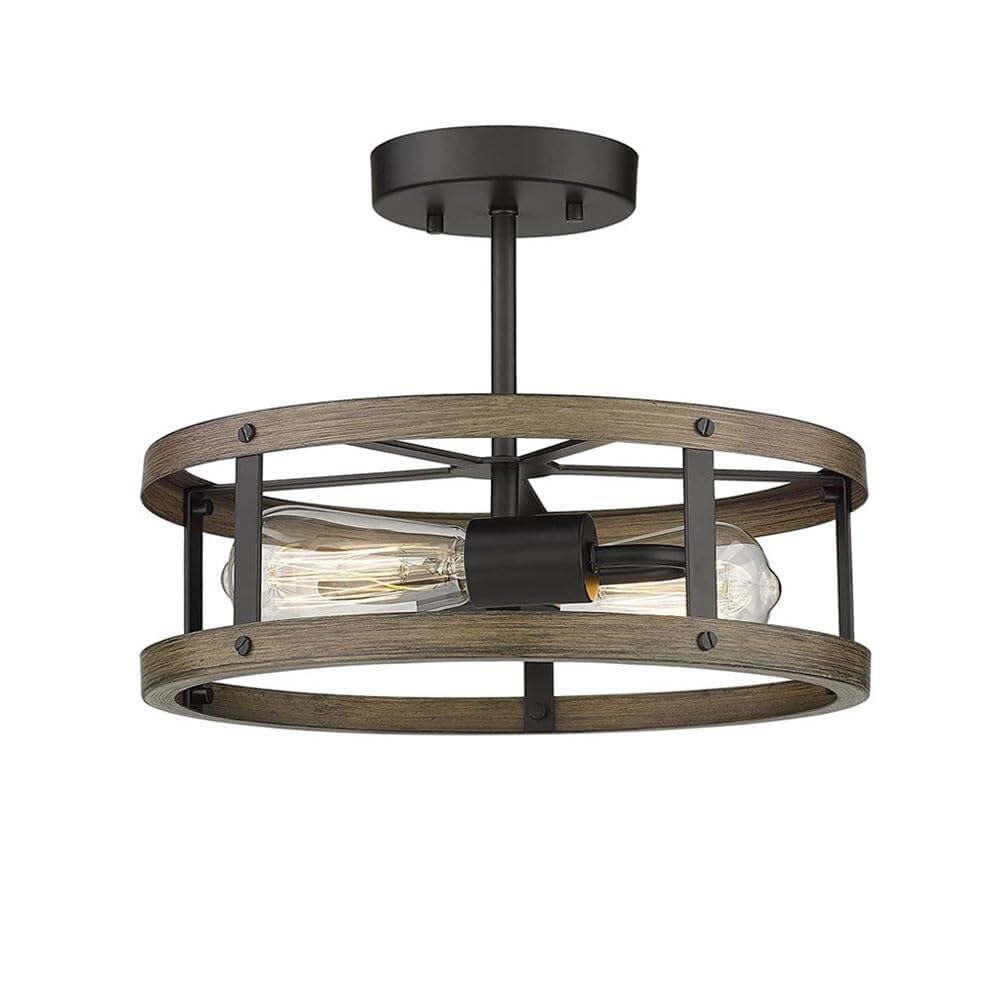 LYMSXAZOU Semi Flush Mount Ceiling Light Industrial Chandelier Iron Art Lamp 1-Pack Farmhouse Semi-for Living Room Dining Lamp(B)