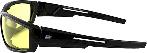 Miniatura 11 de Birdz Gafas de sol Swoop antiniebla acolchadas para motocicleta, marco negro con lente amarilla Claro
