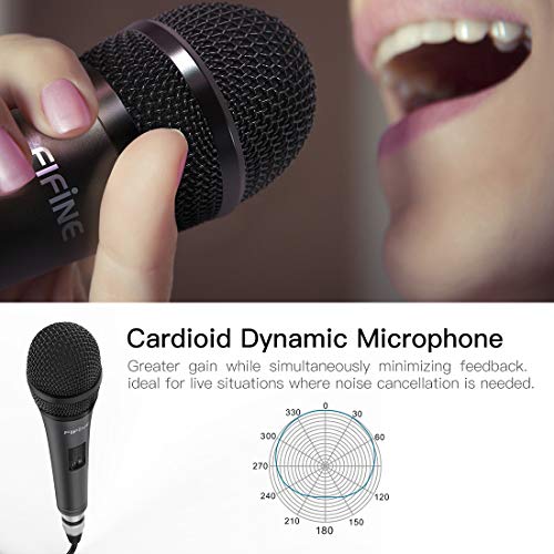 FIFINE Wired Microphone for Amplifier/Speaker,Handheld Dynamic Mic for DJ, Karaoke, Plug in Microphone with Cord for Singing, Vocal Recording-K6 - Image 6