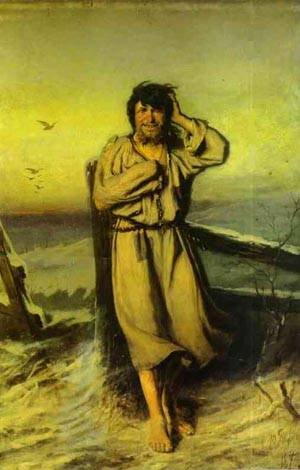 Peinture à l'huile grand format Blessed One Vasily Perov tableau décoration vintage 30x36