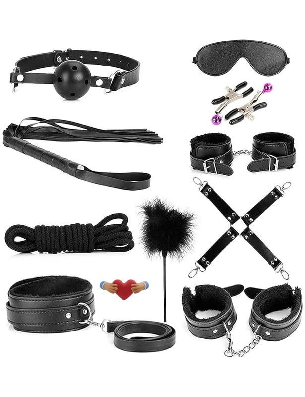 WreGmgg Schwarzes Leder 10 StüCk Set Yoga FüR AnfäNger, Morbido Komfort Sport Extreme Set Yoga ZubehöR, Set Krafttraining, Geschenk Pro Paar - H7