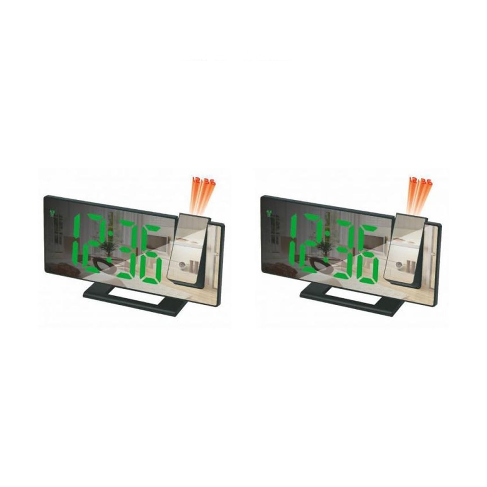 KOESRXNQW 1/2PCS LED Digital Projection Alarm Clock Electric With FM Radio Time Projector Bedside Mute Clear Projection(Style E 2pcs)