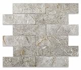 Silverado Gray Marble 2 X 6 Split-Faced Brick Mosaic Tile - 6