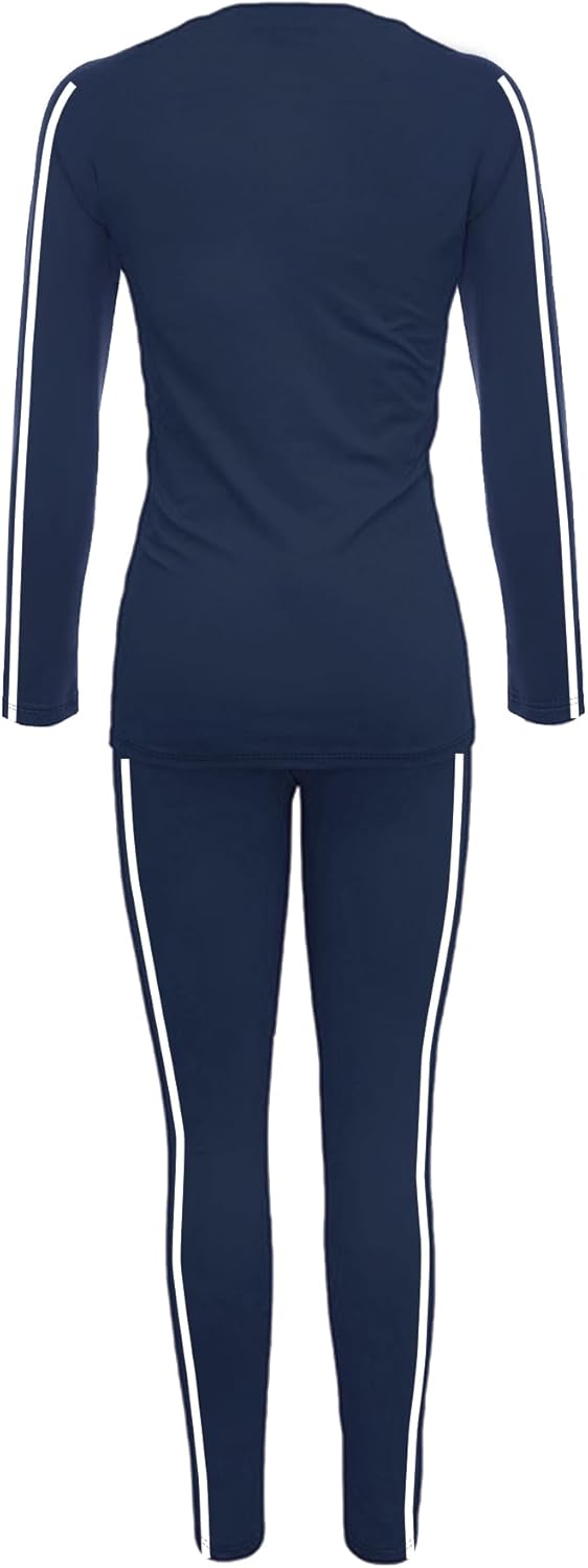Women's 2 Piece Classic Striped Outfits Full Sleeve Lounge Long Sweatpants Jogger Matching Tracksuits Sports Sets - Image 5