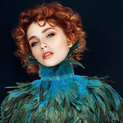 SEADEAR Gothic Feather Shrug Cape, Feather Collar Shawl Black Feather Cape Poncho for Women Halloween Capes Shawls Cosplay4