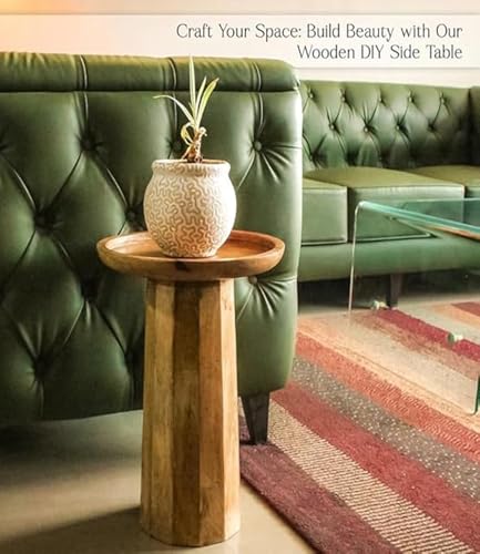 Image of Natural Mango L x 13 inch B x13 H x19 Wood Round Accent Table-Compact Home Furniture for Living Room /Bed Room Sofa Side Bookcase & Elegant Your Living Space Decor EntrywayTable (Natural)
