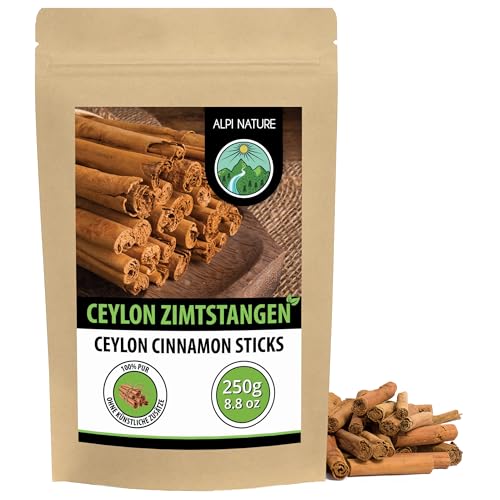 Alpi Nature Ceylon Zimtstangen 250g Ceylon Zimtstangen ganz 80mm aus Sri Lanka ca. 29-31 Zimt Stangen pro Beutel