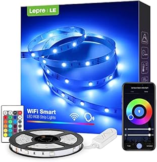 LE Smart LED Strip Lights 5m, WiFi RGB LED Lights with Remote, Works with Alexa and Google Assistant, App Control Colour Changing for Bedroom TV Party Kitchen, 150 LED Beads