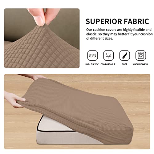 Image of Easy-Going Stretch 2 Pieces Loveseat Couch Cushion Cover for 2 Seat | Individual Furniture Protector Sofa slipcover for 2 Cushion Couch Washable Soft with Elastic Bottom Camel
