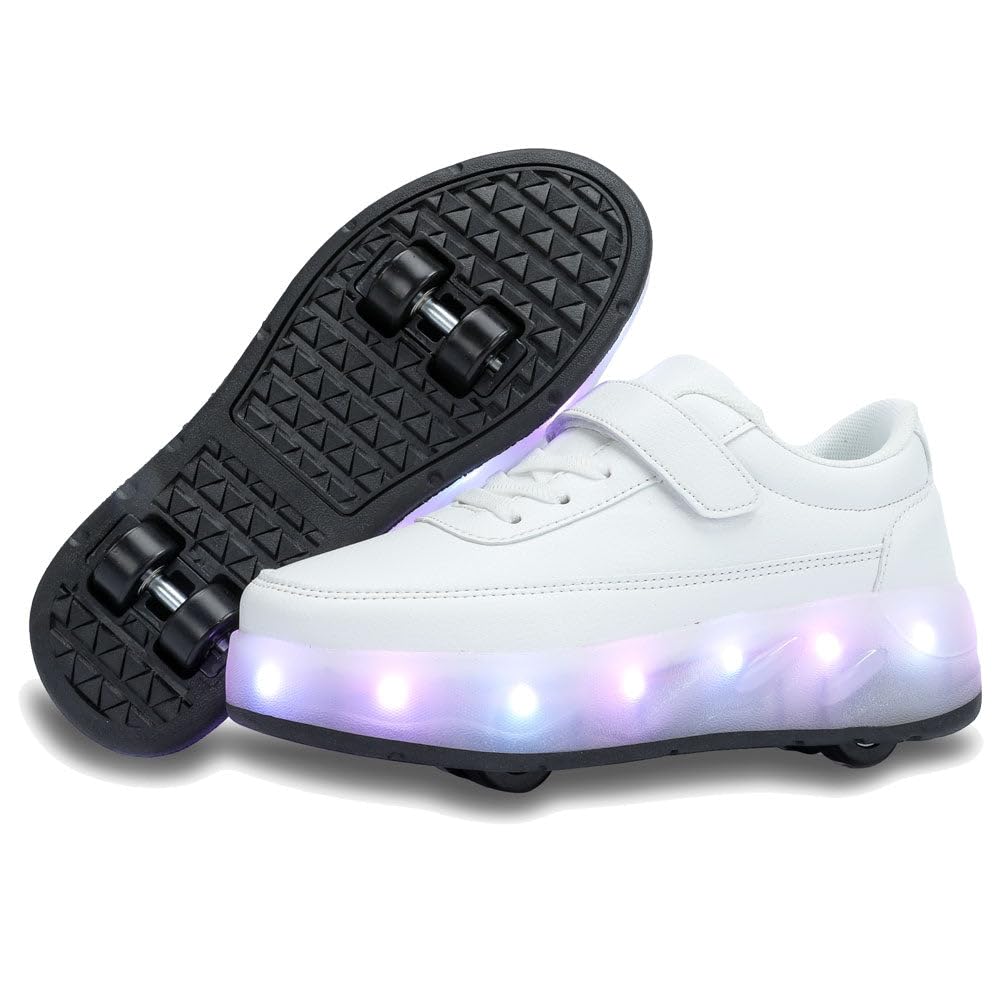 Scarpe Ragazza da Ragazzo con Ruote, 2 in 1 per Bambini, con rotelle, per Skateboard, Sneakers