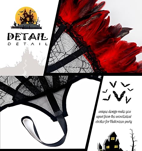 L'VOW Women's Lace Victorian Collar Stand Up Feather Collar Gothic Queen Collar Halloween Vampire Costume2