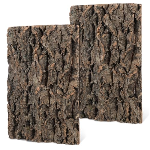 VALICLUD 2個の爬虫類用樹皮装飾 魚の水槽デコレーション グリーン壁装飾 高さ カメレオン ヒョウモントカゲなどに 自然な美しさと 感を提供