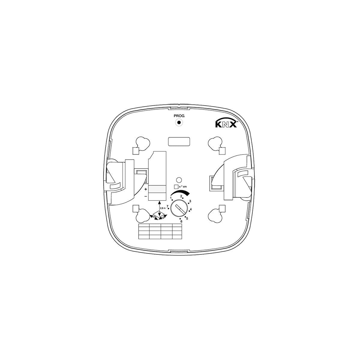 Steinel Päsenzmelder IR Quattro HD KNX weiß, PIR Unterputz-Bewegungsmelder, 4-Sensor-System, 64 m² Präsenzbereich