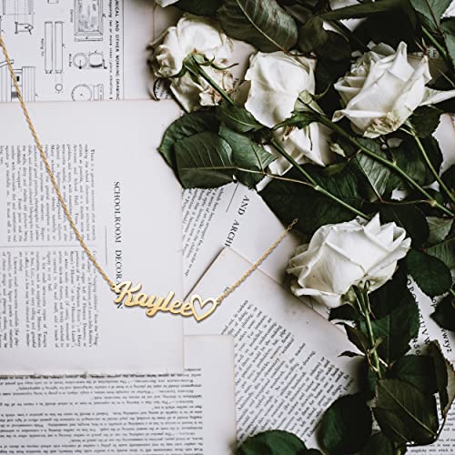 Custom Name Necklace Personalized 18K Gold Plated Nameplate Customized Heart Jewelry Gift For Women Girls Mom #TOP2