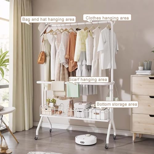 Portant à vêtements avec roulettes pour optimiser le rangement des petits espaces