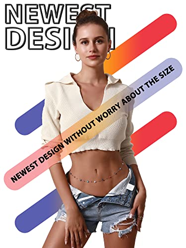 Sexy Belly African Waist Beads Jewelry 18Kgold Boho Belly Chain Minimalist Beach Bikini Body Chain Adjustable Charms Trendy Waist Chain Jewelry Handmade For For Women And Girls. (Devil's Eye, 29 Inch) #TOP1