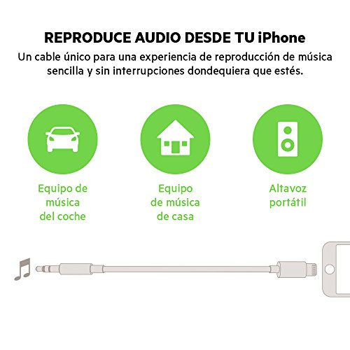 Cable de audio Belkin con conector Lightning de 1,8 m para escuchar iPhone 3