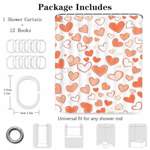 Rideau de douche textile imperméable rose 150x180 avec ourlet lesté - 5