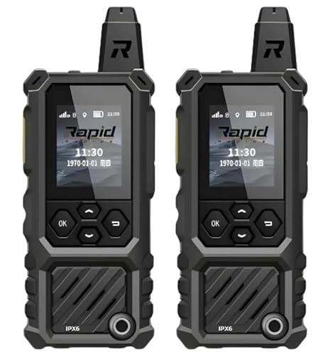 Rapid Radios RAD1 2-Pack Waterproof Rugged LTE + Wi-Fi Push-to-Talk Radio Nationwide Communication, IPX6 Weatherproof, Long Battery Life, Paging & Group Talk, PTT Radio
