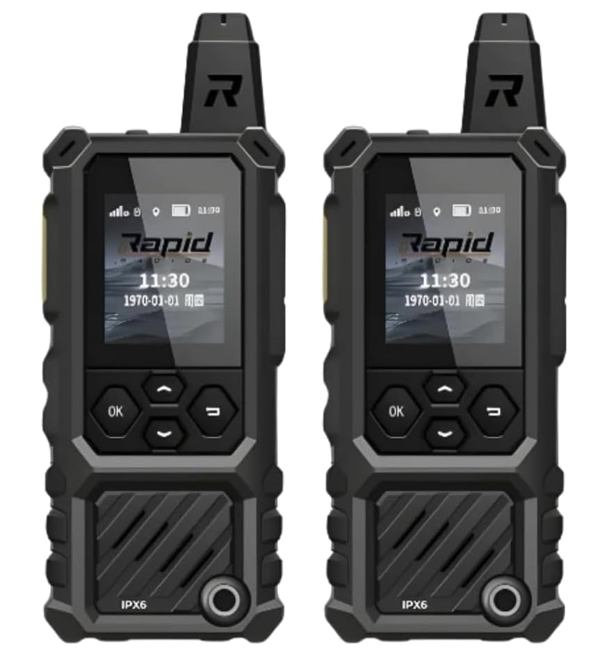 Rapid Radios RAD1 2-Pack Waterproof Rugged LTE + Wi-Fi Push-to-Talk Radio Nationwide Communication IPX6 Weatherproof Long Battery Life Paging & Group Talk PTT Radio