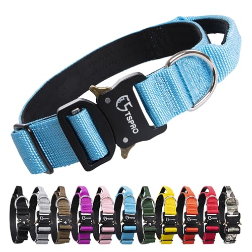 TSPRO Tactical Premium Dog Collar with Handle & Heavy Duty Quick Release Metal Buckle