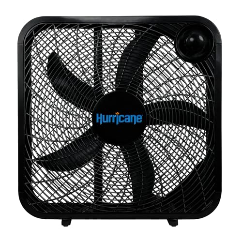 Hurricane Classic Floor Mount Box Fan w/ 3 Quiet Speeds, Black, 20