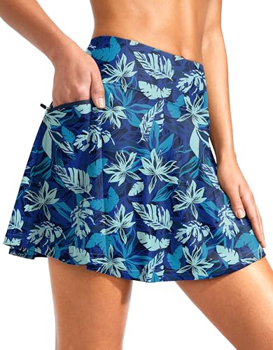 Image of Kayrth Women's High Waisted Swim Skirt with Zipper Pockets Tummy Control Bathing Suit Swimsuit Tankini Bottoms