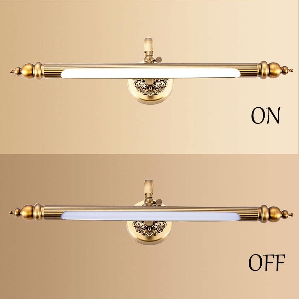 Lampe de vanité LED vintage en bronze, applique murale rétro salle de bain 51cm