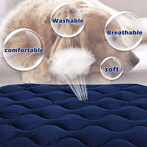 Aiperro Dog Crate Pad Washable Dog Bed Mat Dog Mattress Pets Kennel Pad For Large Medium Small Dogs And Cats, 35" X 23" Blue #TOP6