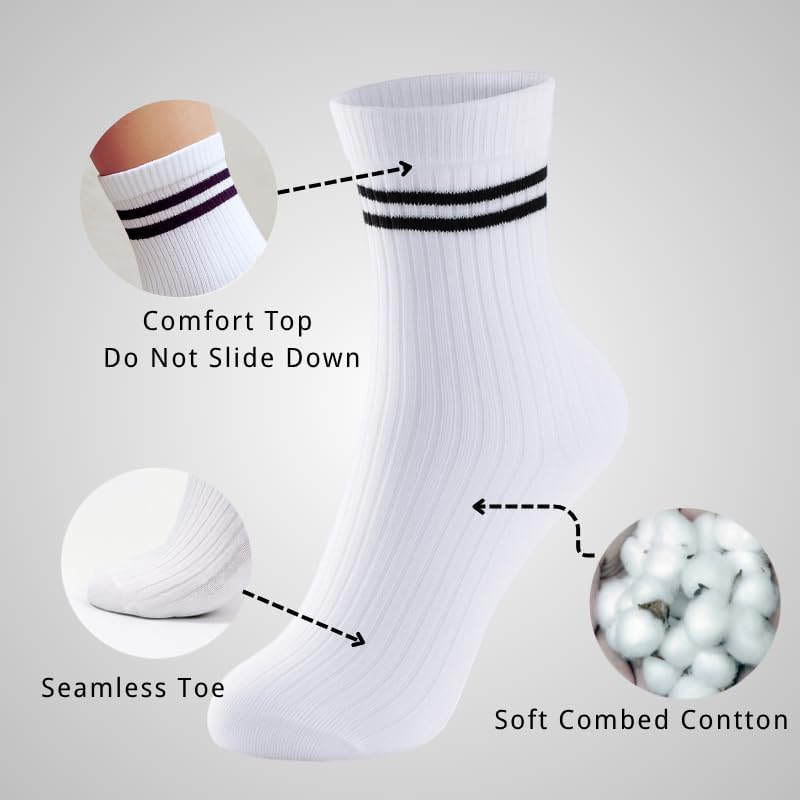 UMELOK Kids Athletic Socks Soft Cotton Crew 4 Pack Striped Sports Socks for Boys 4-12 Years Brown,gray Large image 2 of 5 B0DT4RF2FR