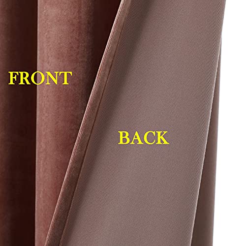 Timeper Pink Velvet Curtains - 96 Inches Long Wild Rose Room Darkening Window Drapes For Classroom/Baby Sleeping, Rod Pocket Back Tab, 52W X 96L, Set Of 2 Panels #TOP7