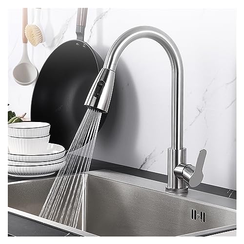 Robinet cuisine eau chaude et froide rotatif argenté étendu