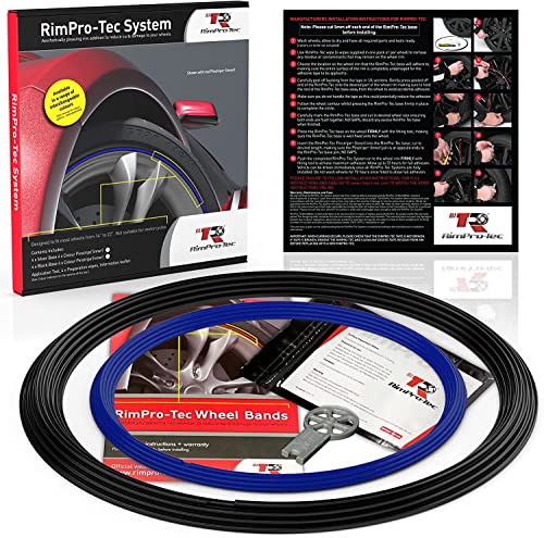 Rimpro-Tec Wheelbands Rim Protectors for Car Wheels Protection and Decor, Suitable for Tesla 4mm flat edge and all other Cars, Easy-to-Install Fit from 12'' to 22' Base: Black, Inner: D...