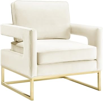Tov Furniture Avery Upholstered and Metal Accent Armchair Cream