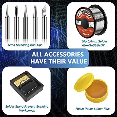 Soldering Iron,120W Soldering Gun, 9-in-1 Soldering Iron Kit with 4-Core Heating, Thermostatic Design & LCD Display,5pcs Soldering Tips, Solder Flux - Thumbnail 6