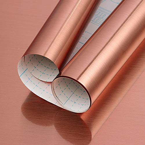 Rose Gold Contact Paper Rose Gold Metallic Self-Adhesive Contact Paper Metal Look Peel and Stick Wallpaper Rose Gold PET Film Home DIY Decor for Furniture Backsplash Shelf Liner Decals 17.7”X 78.7”