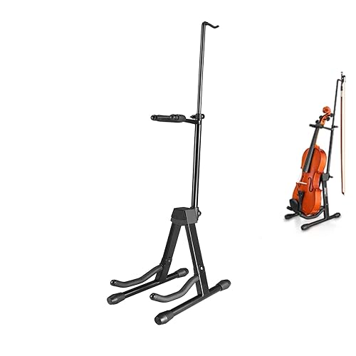 Eastar Violin Stand with Bows, Stand for acoustic Guitar Bass, Mandolin, Banjo,Portable and Adjustable Holder Black，Easy to Install and Sturdy，Black