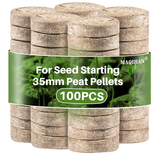 MAQIHAN 50PCS Peat Pellets for Seedlings - 35MM Seed Starter Pellets Peat Pods for Starting Seeds...