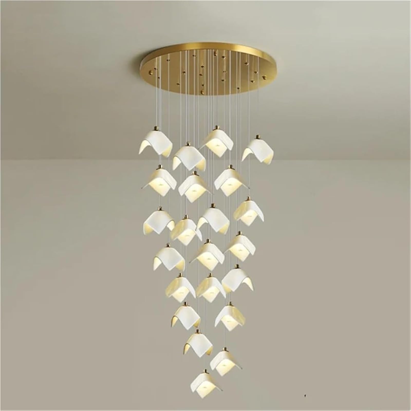 FZQSXAZU Pendant Light Ceiling Shade Modern Dining Room LED Chandelier Lamp for Area Indoor Decorative Hanging Interior(Warm 22 Heads)