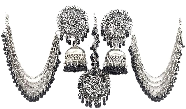 See full amazon price history chart for JEWEL 18 Antique Bahubali Silver Oxidised Tikka With Long Chain Jhumka Jhumki Earrings for Women And Girls Metal Hoop Earring JEWEL 18 Antique Bahubali Silver Oxidised Tikka With Long Chain Jhumka Jhumki Earrings for Women And Girls Metal Hoop Earring (B0CZ3CHRYJ) Amazon Price History, Amazon Price Tracker