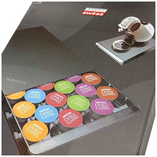 Tavola Swiss Kapselspender Cassetto für 30 Dolce Gusto-Kapseln, Kunststoff, Aluminium, Mehrfarbig 28x39x4,5 cm – Ansicht 3