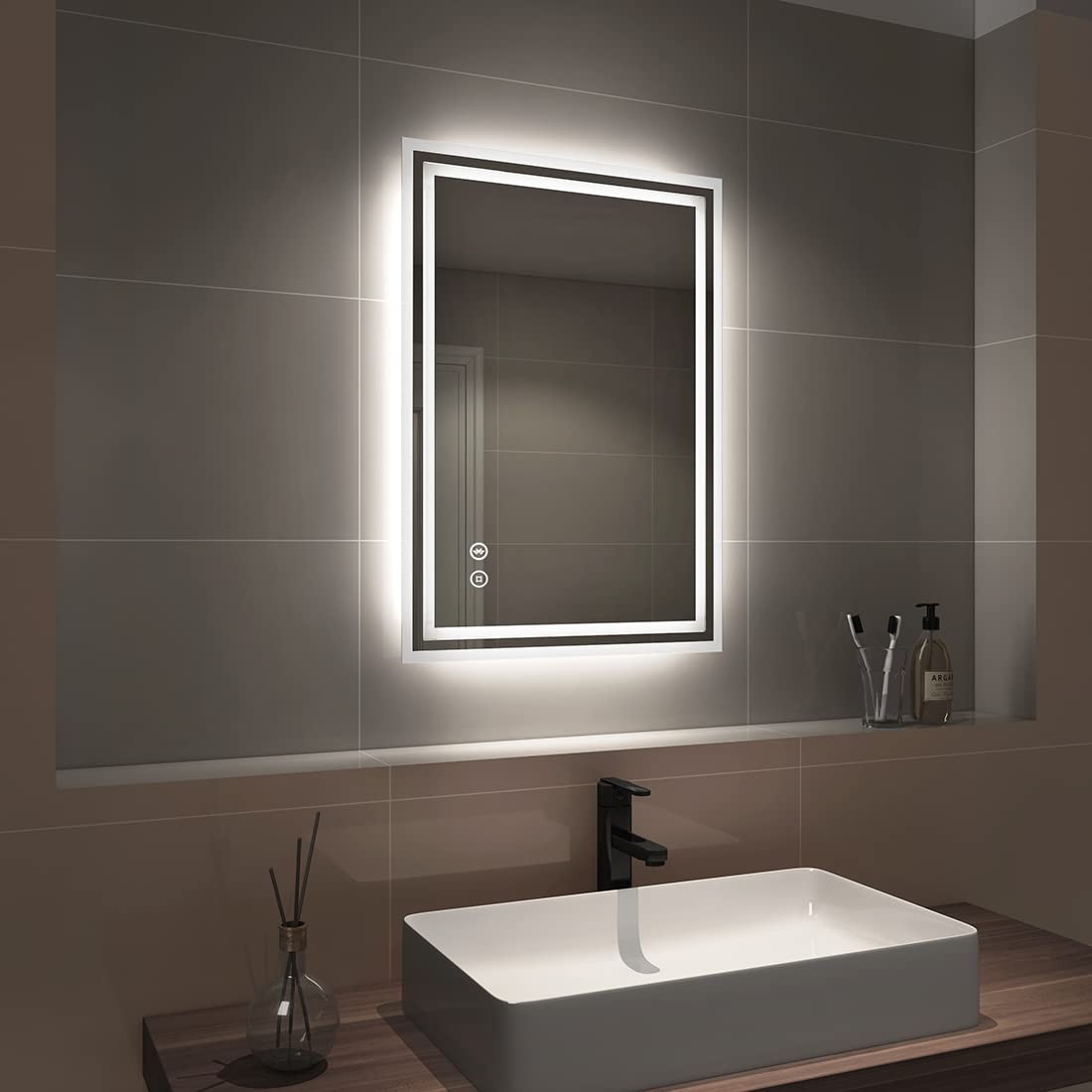 Sponsored Ad – EMKE Shaver Bathroom Mirror with Bluetooth Speaker - 500x700mm Backlit LED Illuminated Bathroom Mirror with Demister Pad, Makeup Vanity Touch Mirror with LED Lights