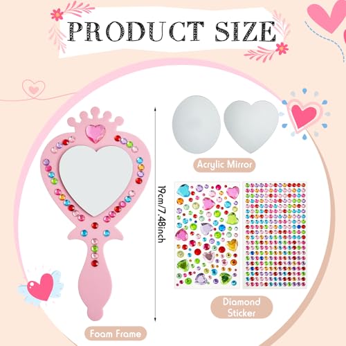Liliful 12 Pack Princess Foam Mirror Kits Decorate Your Own Princess Mirrors Party Supplies Kids Unbreakable Toy Crafts for Girls Party Favors Birthday DIY Decorations (Cute,Pink,Purple)