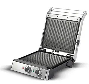 Havells Toastino 4 Slice Grill & Bbq Timer with Dual function-Sandwich Maker & Griller | Non Stick Coated Grill Plates | 180 Degree Open Grill | Temperature Control | Stainless Steel |