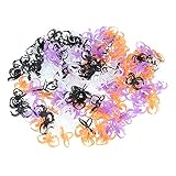 Gadpiparty 200 Pieces Creative Halloween Spider Ring Multicolor Halloween Spider Bat Rings Plastic Skull Spider Rings for Halloween Decoration Party Favors (4 Styles) | Mixed Color