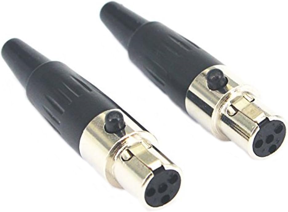 Mini XLR TA4F 4Pin Female Audio Connector Microphone Cable Socket Adapter 2 Pieces