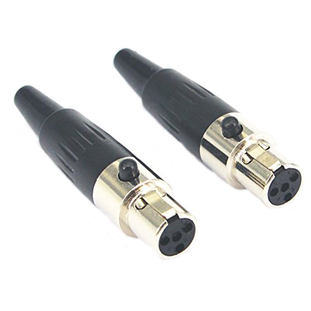 Mini XLR Cannon Female Connector 4pin Socket Mic Microphone Silver Pack of 2