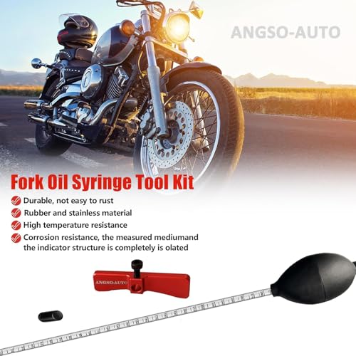 Image of Motorcycle Fork Oil Level Tool with Fork Oil Resistance Syringe Pump,Red Fork Oil Level Adjuster,and Accurate Markings Tube