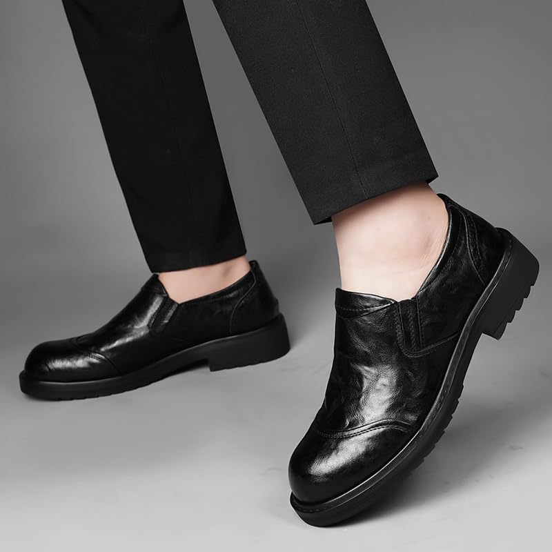 Men's Brown Dress Shoes Slip-Ons Genuine Leather Oxford Classic Formal Tuxedo Derby4