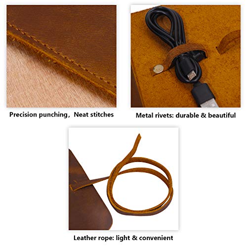 Cable Organizer,Travel Organizer Electronics Organizer,Leather Charge Organizer Roll Bag Travel Cord Organizer,Tec Cable Organizer Bag Travel Case For Cable Charger Phone Usb Headphone (4 Slots) #TOP3